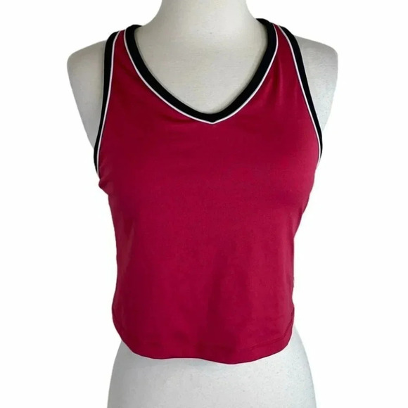 Avia L‎ crop Red/blk/white racer back sport bra - Picture 1 of 6